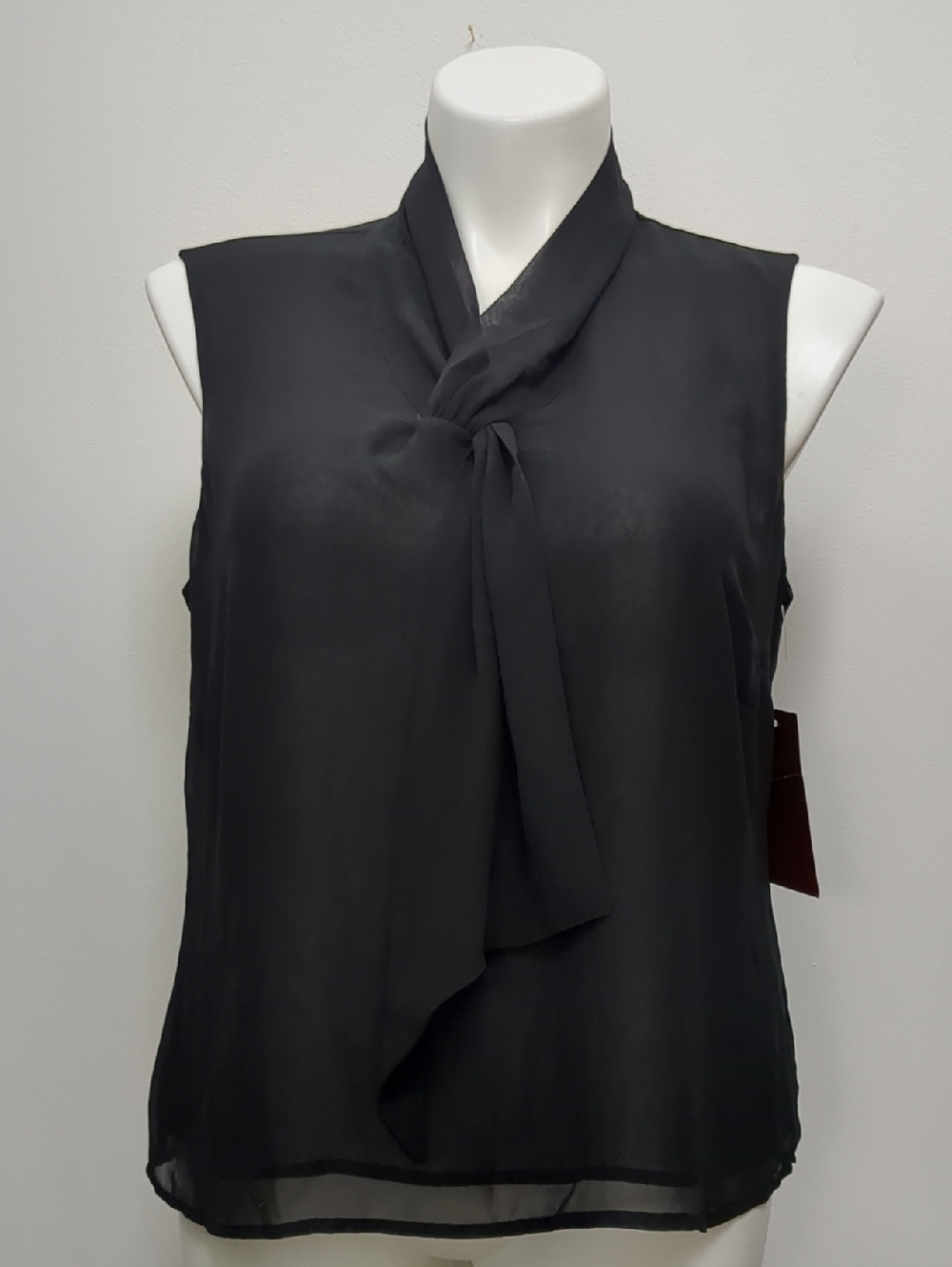 212 Collection Black V-Neck Tie Front Blouse Women’s Size XL Career Top